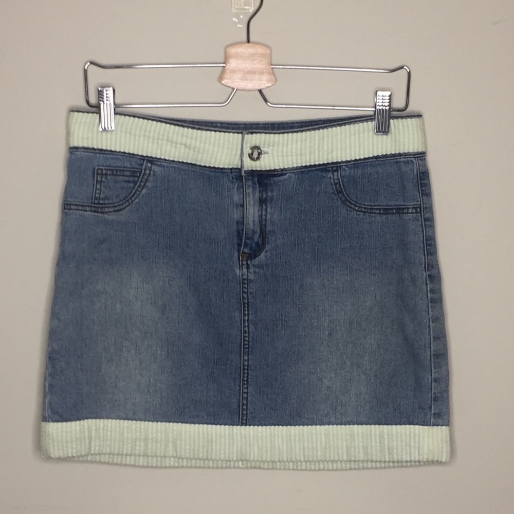 Molly B. | Jean Skirt with Seersucker Trim; Size 4